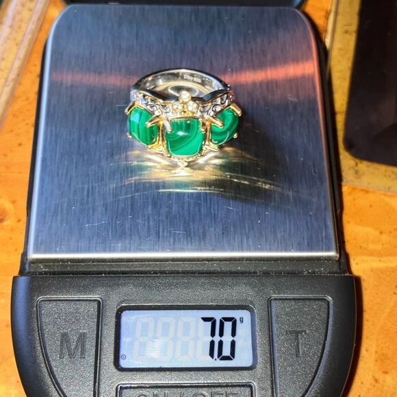 Natural Malachite Sterling Silver Ring Size 6 - Picture 9 of 9
